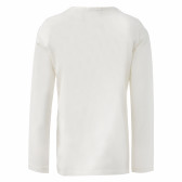 Bluză albă, din bumbac, pentru fete, cu design grafic Benetton 160575 4
