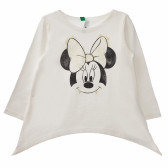 Bluză albă din bumbac cu imprimeu Minnie Mouse, pentru fete Benetton 160584 