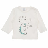 Bluză albă din bumbac cu mâneci lungi și imprimeu koala, pentru fetițe KIABI 160728 