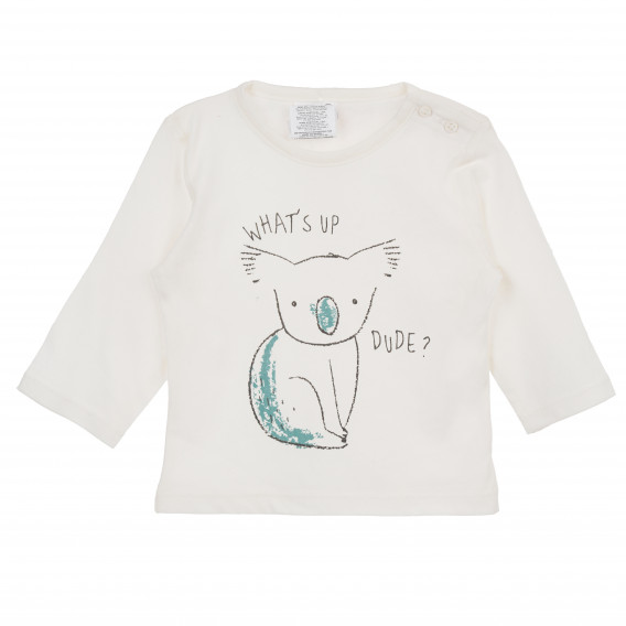 Bluză albă din bumbac cu mâneci lungi și imprimeu koala, pentru fetițe KIABI 160728 