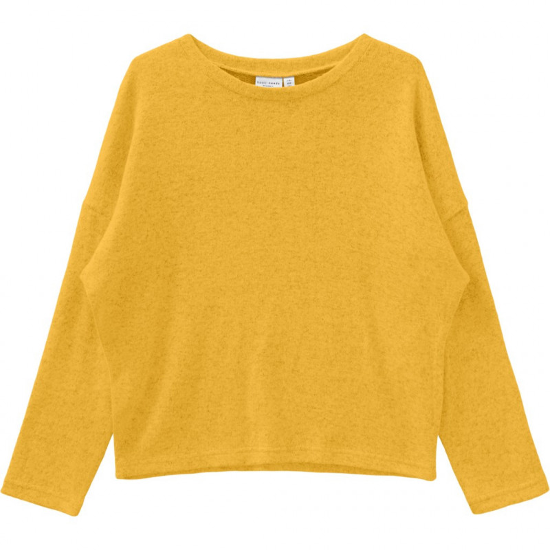 Bluză galbenă, cu mâneci lungi, tip „liliac”, pentru fetițe  160825
