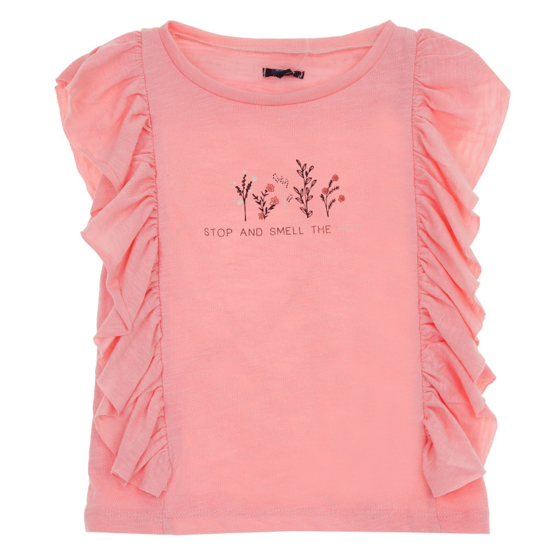 Bluză cu mâneci scurte și imprimeu floral pentru fete, roz  160862