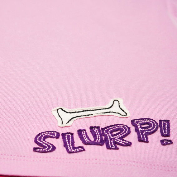 Tricou din bumbac pentru fete, violet cu imprimeu de cățel Benetton 161074 4