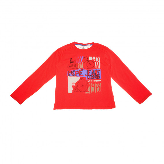 Bluză de bumbac cu mâneci lungi pentru băieți, în roșu Pepe Jeans 161108 