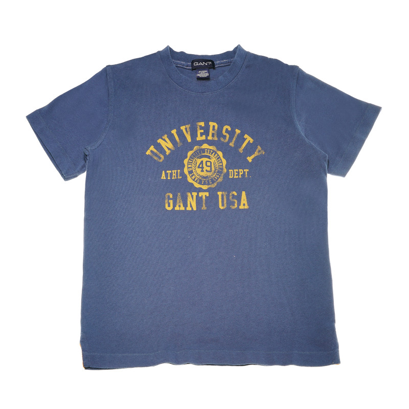 Tricou din bumbac pentru băieți, albastru cu imprimeu galben  161153