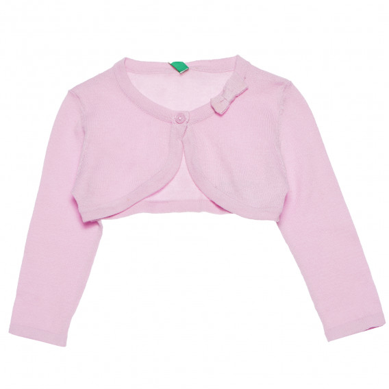 Bolero din bumbac cu fundă roz, pentru fete Benetton 161281 