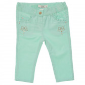 Pantaloni pentru fetițe, din bumbac, culoarea mentă Birba 162729 