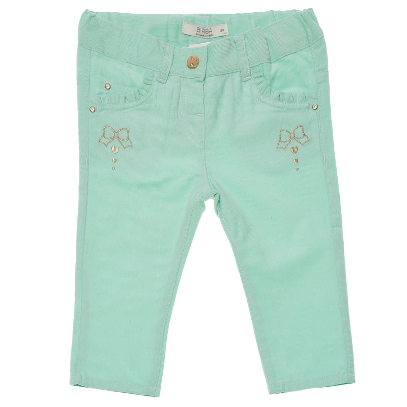 Pantaloni pentru fetițe, din bumbac, culoarea mentă  162729