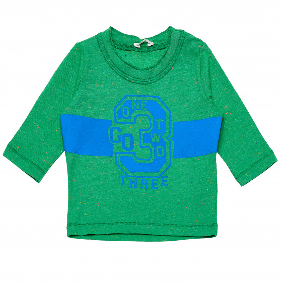 Bluză verde cu mânecă lungă de culoare albastră pentru băieți Benetton 163533 