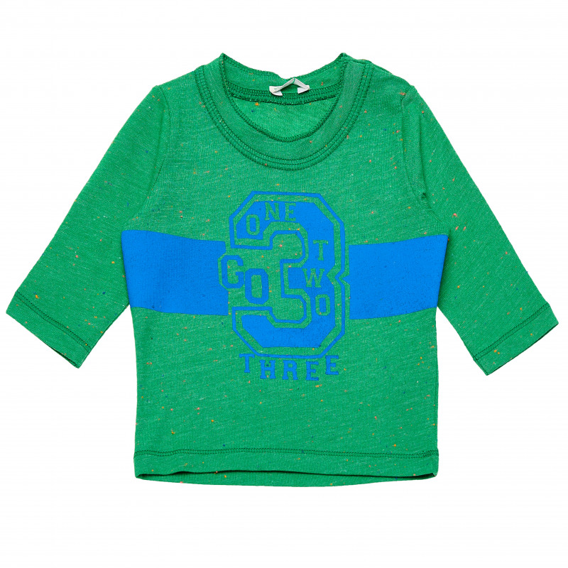 Bluză verde cu mânecă lungă de culoare albastră pentru băieți  163533