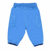 Pantaloni de bumbac albastru cu talie elastică, pentru băieți Benetton 163568 2