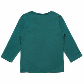 Bluză din bumbac cu mâneci lungi, verde cu imprimeu alb, pentru băieți Benetton 163595 4