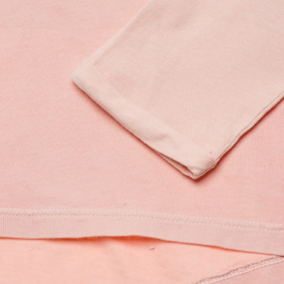 Bluză roz din bumbac cu mâneci lungi și broderie de inimă pentru fete Benetton 163699 3