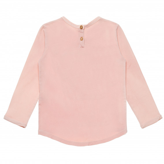 Bluză roz din bumbac cu mâneci lungi și broderie de inimă pentru fete Benetton 163704 4