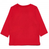 Bluză roșie din bumbac cu mâneci lungi pentru fete Benetton 163711 4