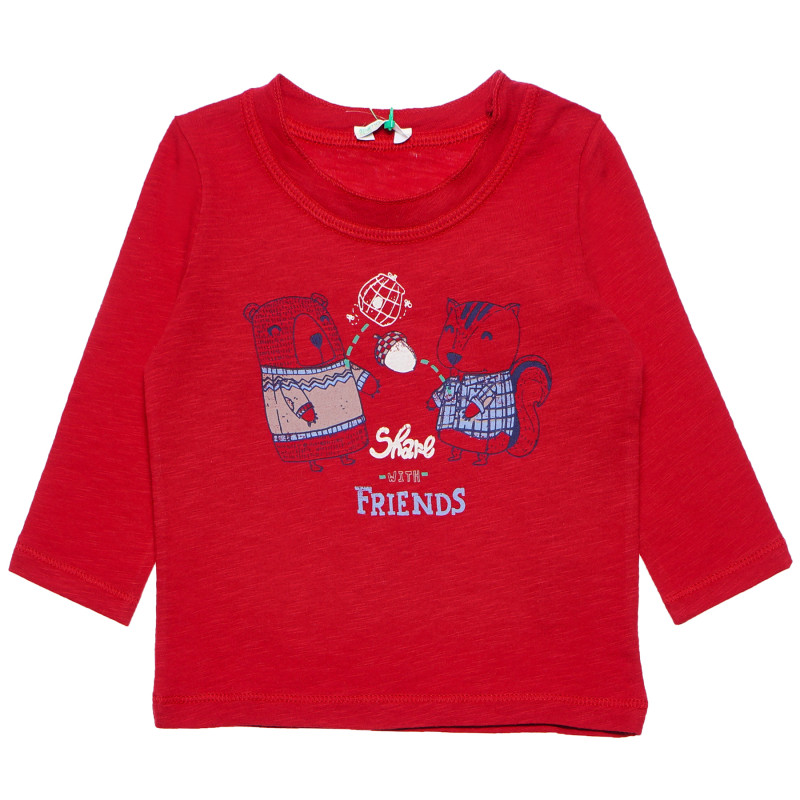 Bluză roșie din bumbac cu mâneci lungi, cu imprimeuri pentru fete  163718