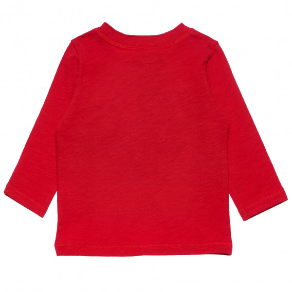 Bluză roșie din bumbac cu mâneci lungi, cu imprimeuri pentru fete Benetton 163723 4