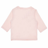 Bluză roz din bumbac cu mâneci lungi, cu imprimeu amuzant pentru fete Benetton 163735 4