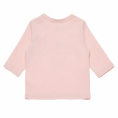 Bluză din bumbac cu mâneci lungi în roz pentru fete Benetton 163750 4