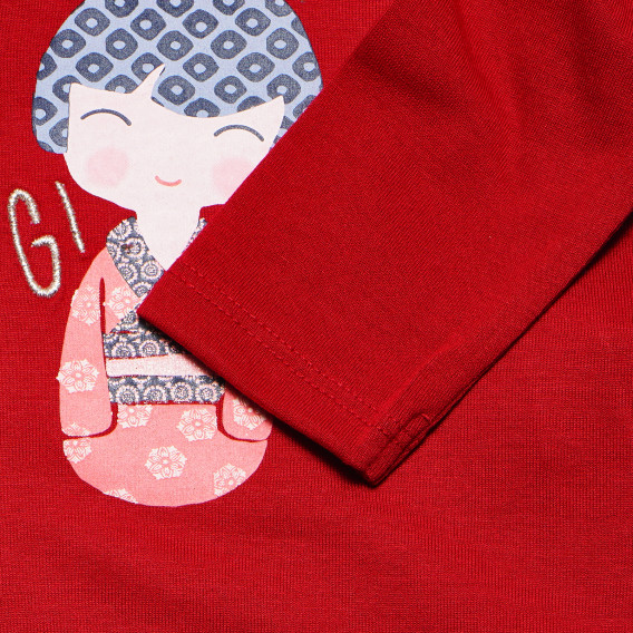 Bluză roșie cu mânecă lungă cu nasture la spate pentru fete Benetton 163796 4