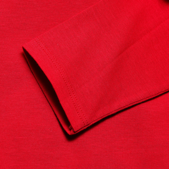 Bluză de bumbac roșie cu mâneci lungi Benetton 163808 4