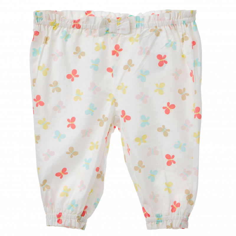 Pantaloni din bumbac multicolor pentru fete, cu imprimeu fluture  163849