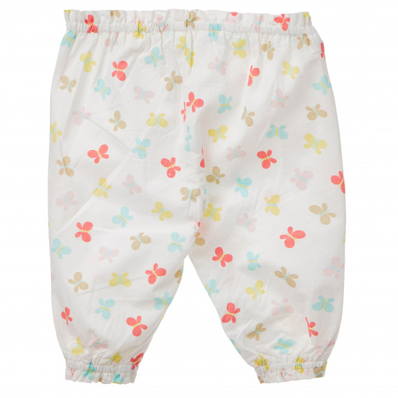 Pantaloni din bumbac multicolor pentru fete, cu imprimeu fluture Benetton 163863 4