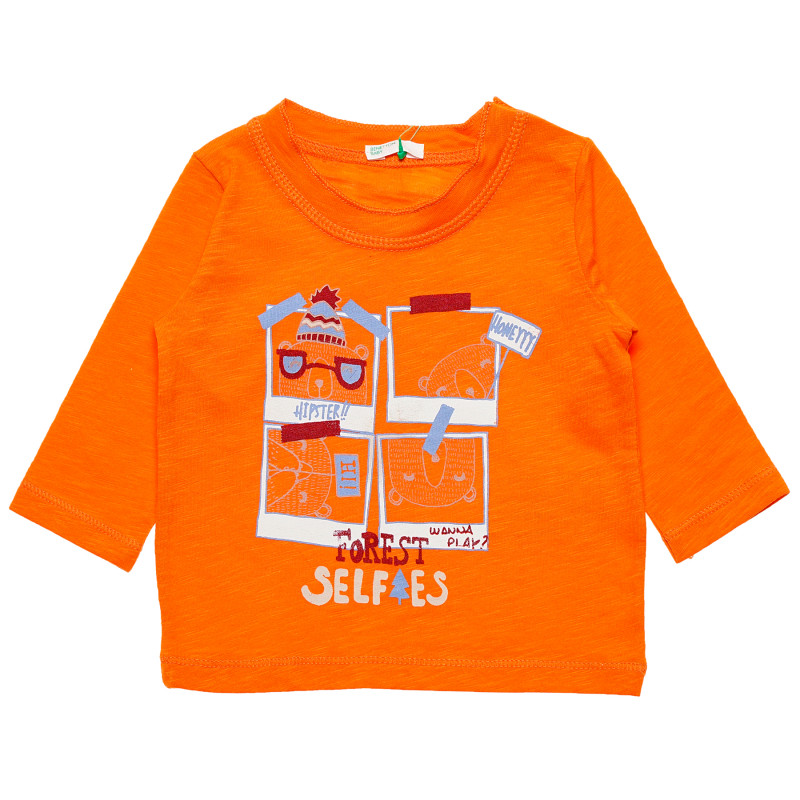 Bluză portocalie din bumbac cu mâneci lungi pentru fete  163946