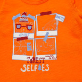 Bluză portocalie din bumbac cu mâneci lungi pentru fete Benetton 163947 2