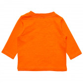 Bluză portocalie din bumbac cu mâneci lungi pentru fete Benetton 163949 3