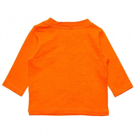 Bluză portocalie din bumbac cu mâneci lungi pentru fete Benetton 163949 3