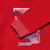 Bluză din bumbac cu mâneci lungi, roșie pentru fete Benetton 163991 3