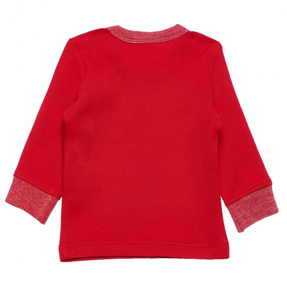 Bluză din bumbac cu mâneci lungi, roșie pentru fete Benetton 163992 4