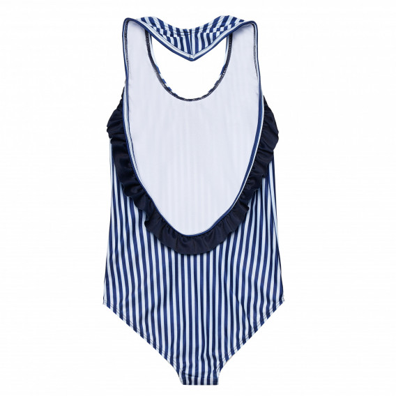 Costum de baie cu dungi îndrăznețe albastre și albe, pentru fete ZY 164560 2