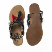 Sandale negre cu ciucuri colorate și margele pentru fete XTI 16466 2