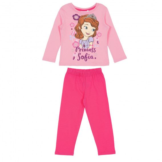 Bluză din bumbac și pantaloni pentru fete, roz Disney 164728 