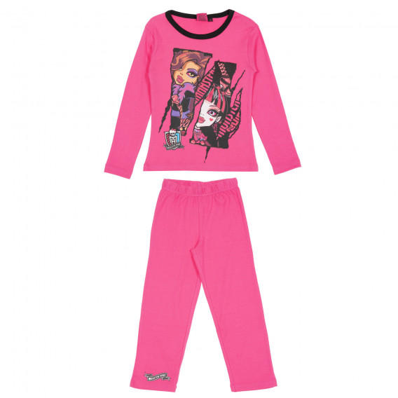 Pijamale din bumbac, două piese, pentru fete, roz Monster High 164798 