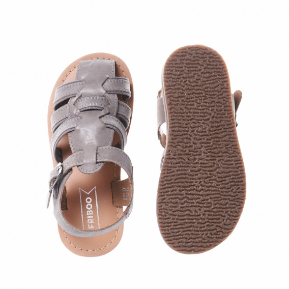 Sandale din piele pentru băieți, gri cu cataramă Friboo 16486 3