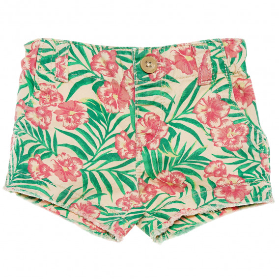 Pantaloni scurți din bumbac cu imprimeu floral, pentru o fată, multicolor Benetton 164898 
