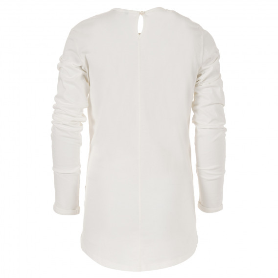 Tricou din bumbac cu mâneci lungi, pentru fete, alb cu roz Benetton 164957 5