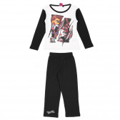 Pijamale din bumbac din două piese, alb și negru, pentru fete Monster High 165054 