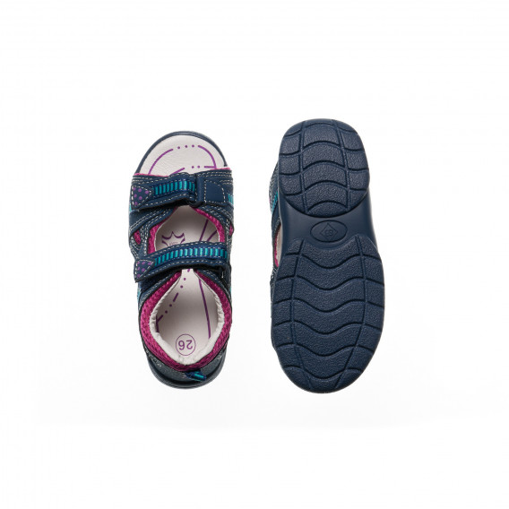 Sandale cu branț din piele naturală pentru fete, albastru EB KIDS 16522 3