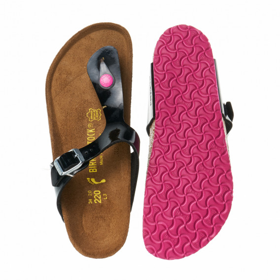 Papuci ortopedici pentru fete cu separator pentru degetel, negri cu detalii roz Birkenstock 16525 3