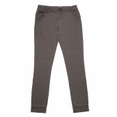Pantaloni din bumbac de culoare gri cu nasture pentru fete Benetton 165952 