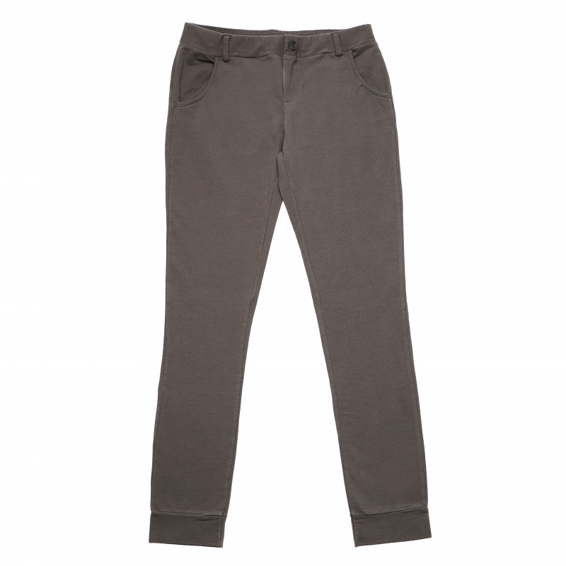 Pantaloni din bumbac de culoare gri cu nasture pentru fete  165952