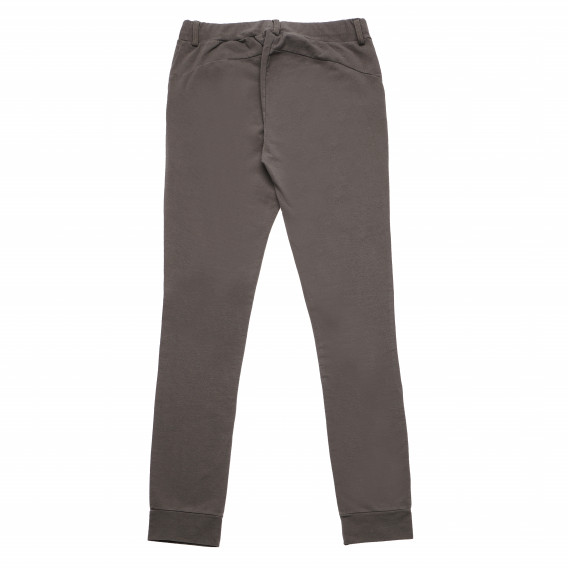 Pantaloni din bumbac de culoare gri cu nasture pentru fete Benetton 165953 2