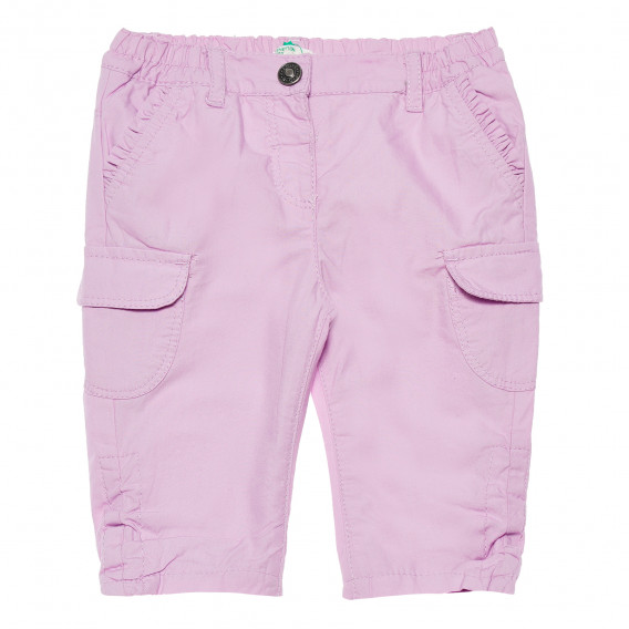 Pantaloni scurți din bumbac violet cu buzunar pentru fete Benetton 165956 