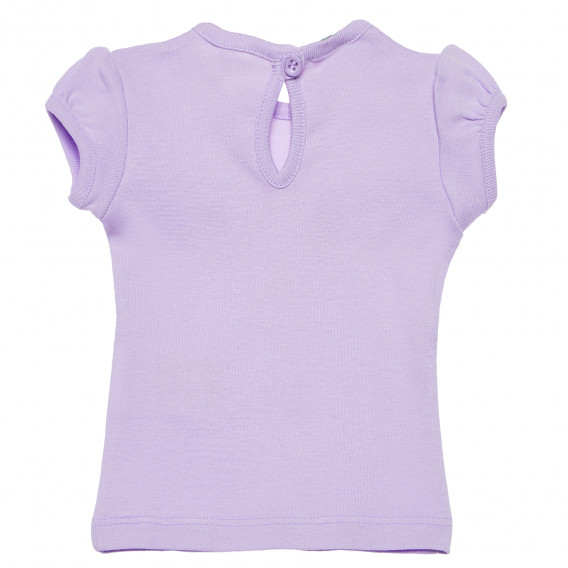 Tricou de bumbac violet pentru o fată, chip cu inimioare Benetton 166602 3