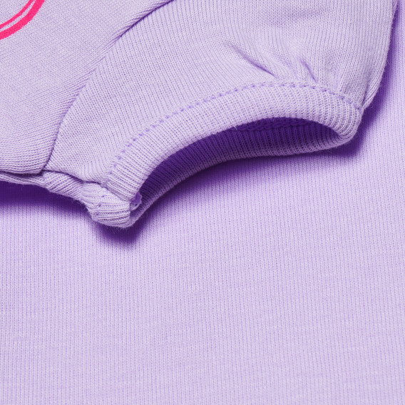 Tricou de bumbac violet pentru o fată, chip cu inimioare Benetton 166603 4