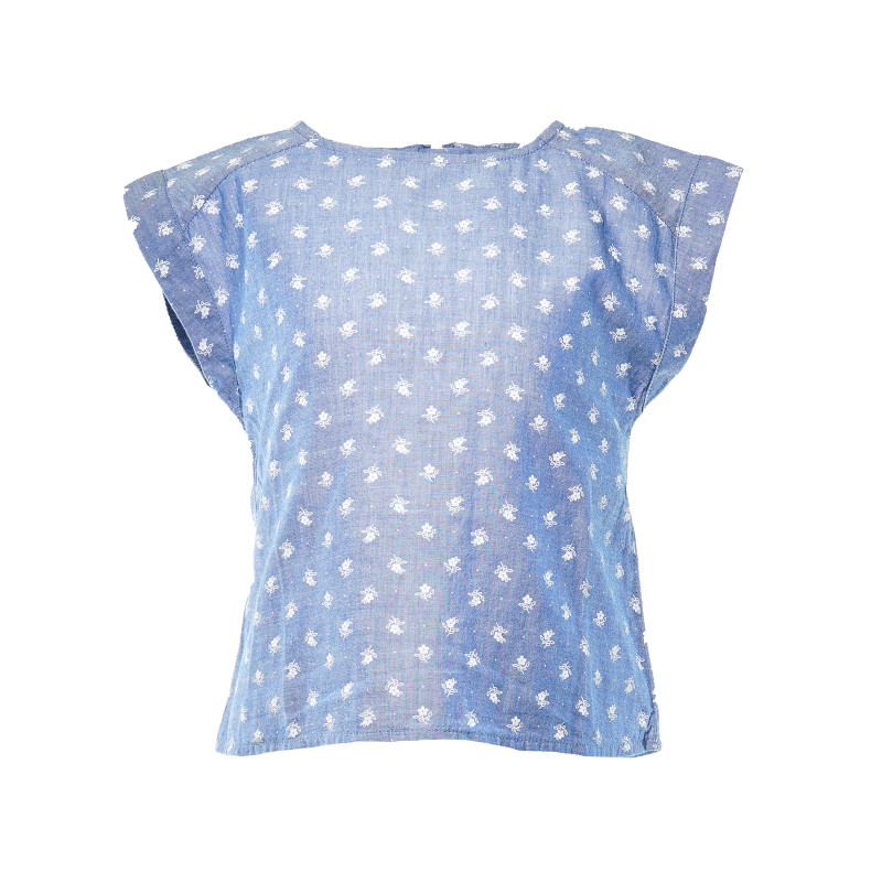 Tricou albastru din bumbac, cu imprimeu floral, pentru o fată  166856